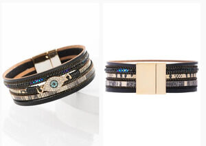 SA6 | Saachi Evil Eye Bracelet | Black | One Size